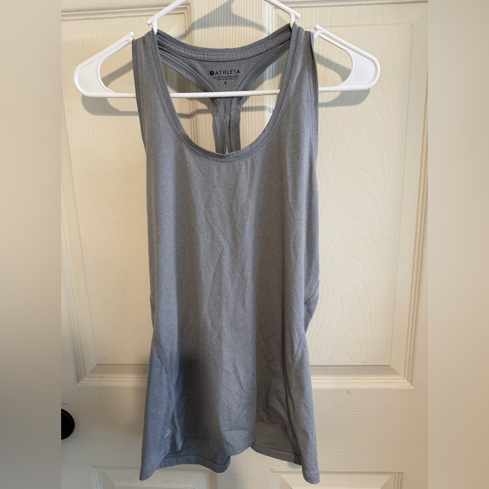 Athleta Light Gray Racerback Performance Tank